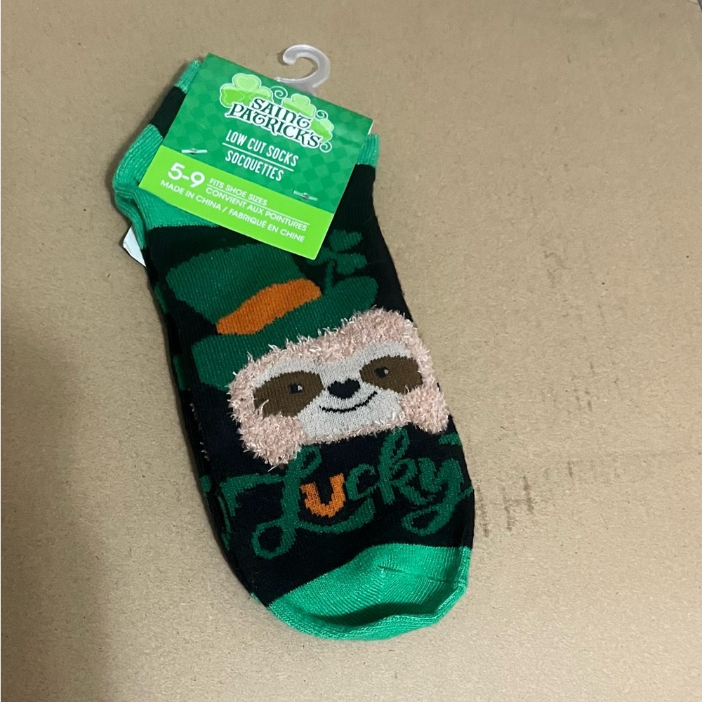 St. Patrick's Day Sloth Socks